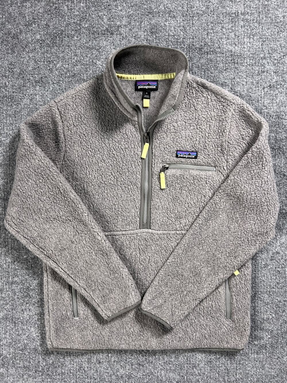 Patagonia Retro Pile Marsupial Fleece Pullover Gray Quarter Zip Womens Small